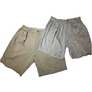 Tommy Bahama Shorts Men's 38 Relaxed Pleated Silk Blend Khaki Casual Lot Of 2